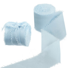 Ruban en mousseline élégante pour décorations de mariage, ruban de soie mousseline douce et soyeuse avec bords effilochés, fournitures