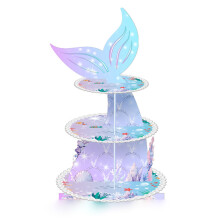 Decorazioni per feste, supporto per cupcake a 3 livelli con materiale di alta qualità, supporto per torta a tema sirena per forniture per feste di