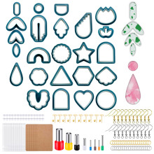 Conjunto de cortadores para argila polimérica com design de corte transparente para artesanato em argila DIY, incluindo cortadores para brincos com