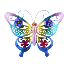 Decoración de pared con mariposas metálicas coloridas, escultura 3D para colgar en la pared, ideal para decoración de interiores y exteriores,