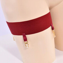 Garter Leg Belt with Metal Clips and AntiSlip Silicone Bands, 2 Pack Red, One Size