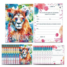 14Stück Bunte Löwen-Einladungskarten, Niedliche Romantische Grußkarten, Lustige, Lässige Geburtstagseinladungen, Perfekt für Kindergeburtstage,