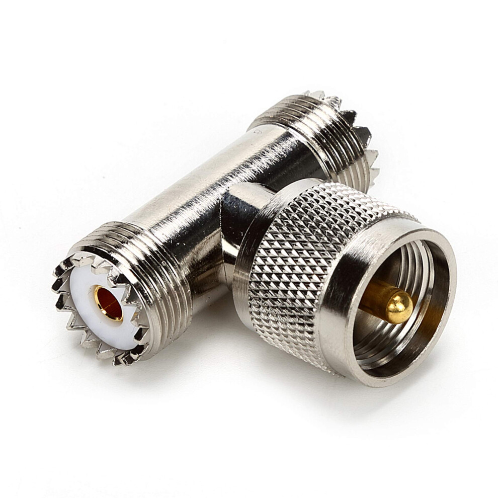 Uhf Coaxial Splitter Pl259 Male To Dual So239 Female Rf Adapter 50 Ohm Antenna Connector 9339159828823