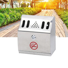 Lockable Stainless Steel Wall Mounted Ashtray for Outdoor Cigarette Disposal, Rustproof with Key