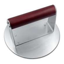 Stainless Steel Burger Press with Beechwood Grip, Round Patty Maker for Grilling, Dishwasher Safe