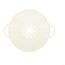 Silicone Spill Stopper Lid with Steam Release, Heat Resistant Pot Cover for Cooking, White