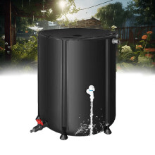 50L Foldable Rainwater Collection Barrel with Stand Tap Zipper Cover for Outdoor Garden Water Butt
