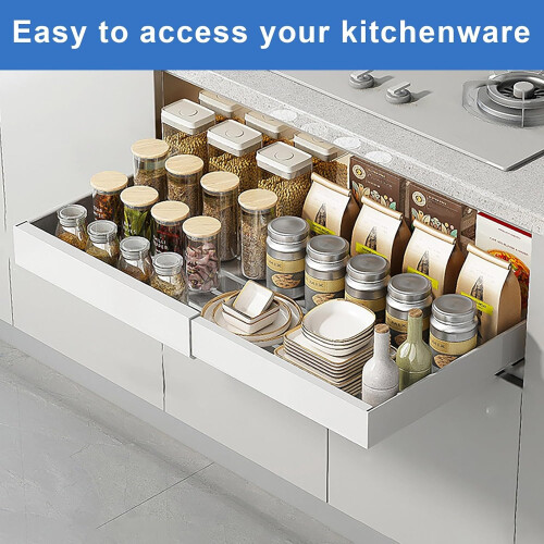 Pull Out Cabinet Organizer Adjustable Kitchen Storage Drawers for Base Cabinets Pantry Bathroom 1