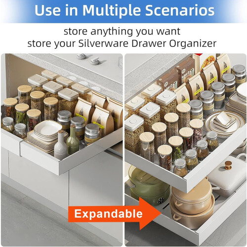 Pull Out Cabinet Organizer Adjustable Kitchen Storage Drawers for Base Cabinets Pantry Bathroom 2