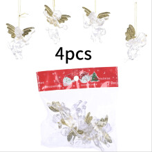Decoración colgante versátil para adornos de árbol de Navidad, ángeles de cristal acrílico con adornos de ángel de plástico transparente,