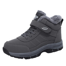 Waterproof Winter Snow Boots Warm Lined Walking Trainers for Men and Women, Grey, UK 10