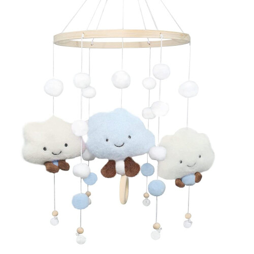 Κινητή Κούνια Felt Cloud για Κούνια, Διακόσμηση με Μποέμ Εμπνευση για τον Χώρο του 1
