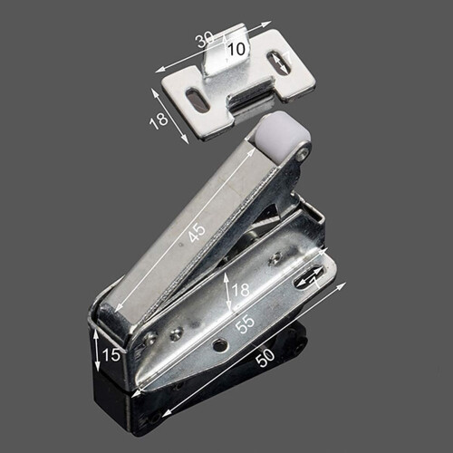 Non-Mortise Concealed Hinge With Automatic Opening Feature, Solid Cold-Rolled Steel Touch Release Lock For Kitchen Cabinets, Effortless Push To Open D 1