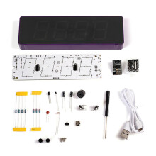 WiFi LED Clock Kit ESP8266 DIY with RGB Display Smart Time Sync USB Powered Purple