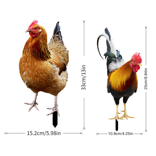 2Stk Huhn Garten Schild Simulation Hühnerhof Küken 1