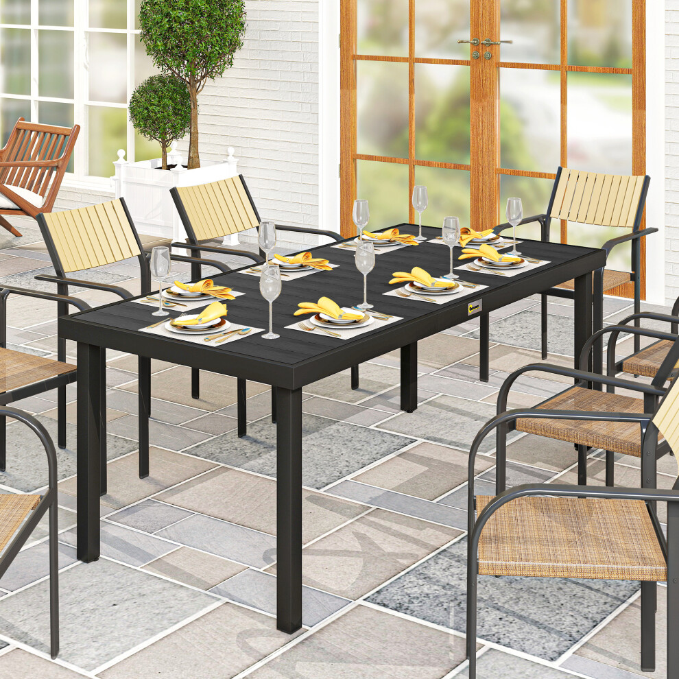 Outsunny Garden Dining Table For 8, Aluminium Frame For Patio, Black