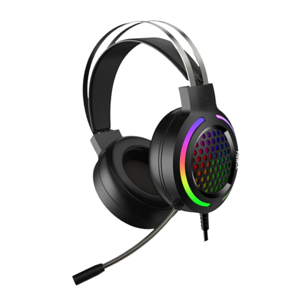 Rgb Wired Gaming Headset With Noise Cancelling Mic Overear Pc Headphones Lightweight Black 9119770387271
