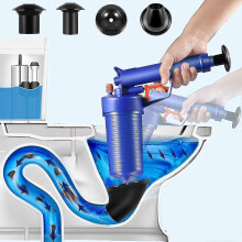 Toilet Plunger, Drain Cleaner, Drain Clog Remover With 4 Sized Suckers, High Pressure Air Drain Blaster Gun