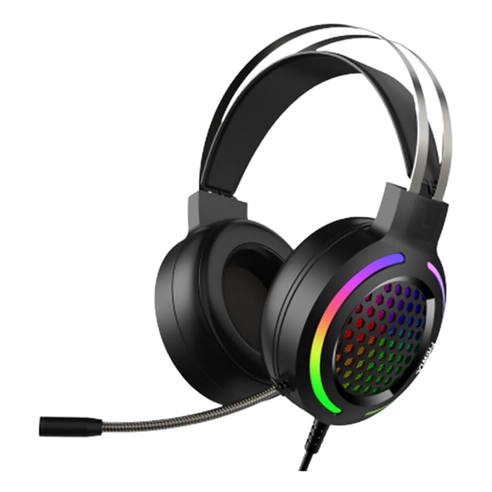 Rgb Gaming Headset With Noise Cancelling Microphone Overear Comfort For Pc Laptop Black 9119770386724