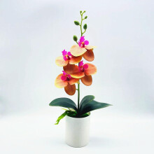 Artificial Orchid Bonsai with Realistic Design for Home Decor, LowMaintenance Orange Floral Arrangement