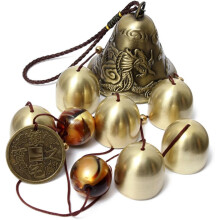 Carillon porte-bonheur Feng Shui, clochette suspendue en alliage de cuivre avec porte-bonheur, pour la décoration de la maison, du jardin et de