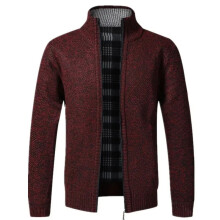 Mens Zip Up Thick Fleece Lined Cable Knit Cardigan Winter Knitted Warm Jacket