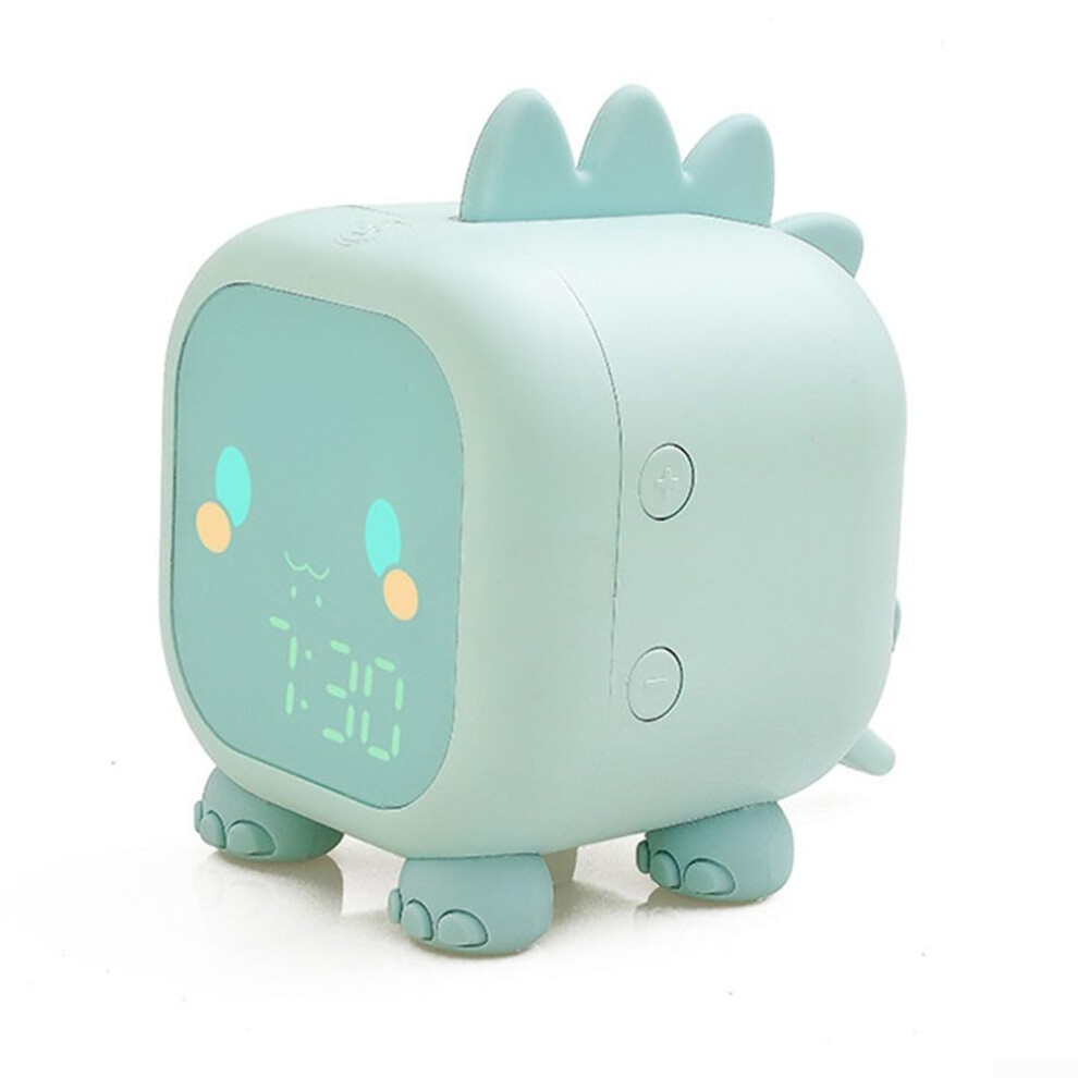 Kids Digital Alarm Clock Cute Dinosaur With Night Dual Alarm Voice Control Silicone Light/Green