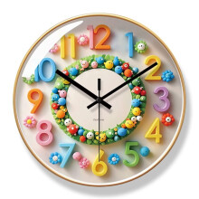 Kids Wall Clock with Silent NoTick Movement, Colorful Numbers, Battery Operated, 12 Inch Gold