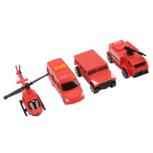 Spielzeug-Feuerwehrauto-Set aus Druckguss mit Drehleiterwagen und Hubschrauber, realistischen Sound- und Lichteffekten, Spielspaß und Lerneffekt