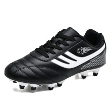 Kids Football Boots FG/AG Soccer Cleats Outdoor Training Shoes for Boys and Girls 7 UK Black