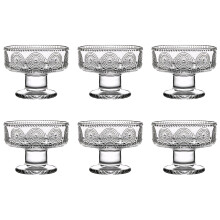 Glass Ice Cream Bowl Set of 6 Clear Footed Dessert Cups for Sundae Pudding Fruit Drinks 6.3 oz Vintage