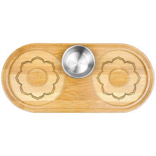 Cocktail Rimming Set Dual Plate Design Bamboo and Stainless Steel for Margaritas and Cocktails