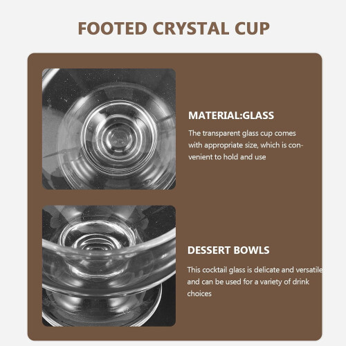 220ml Crystal Dessert Cup with Footed Base for Ice Cream, Pudding, Fruit Trifle and Yogurt 2