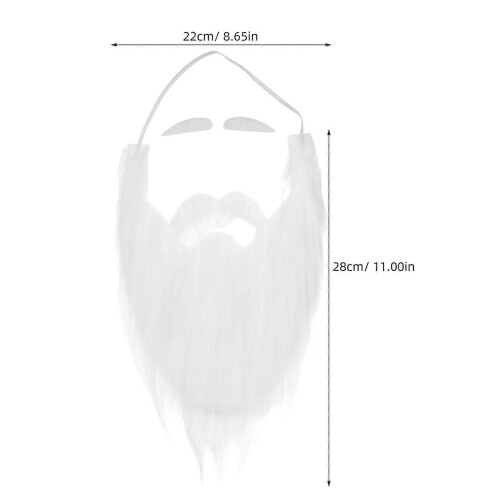 Fake Beard and Eyebrows for Christmas Party Decoration 2Sets White 1