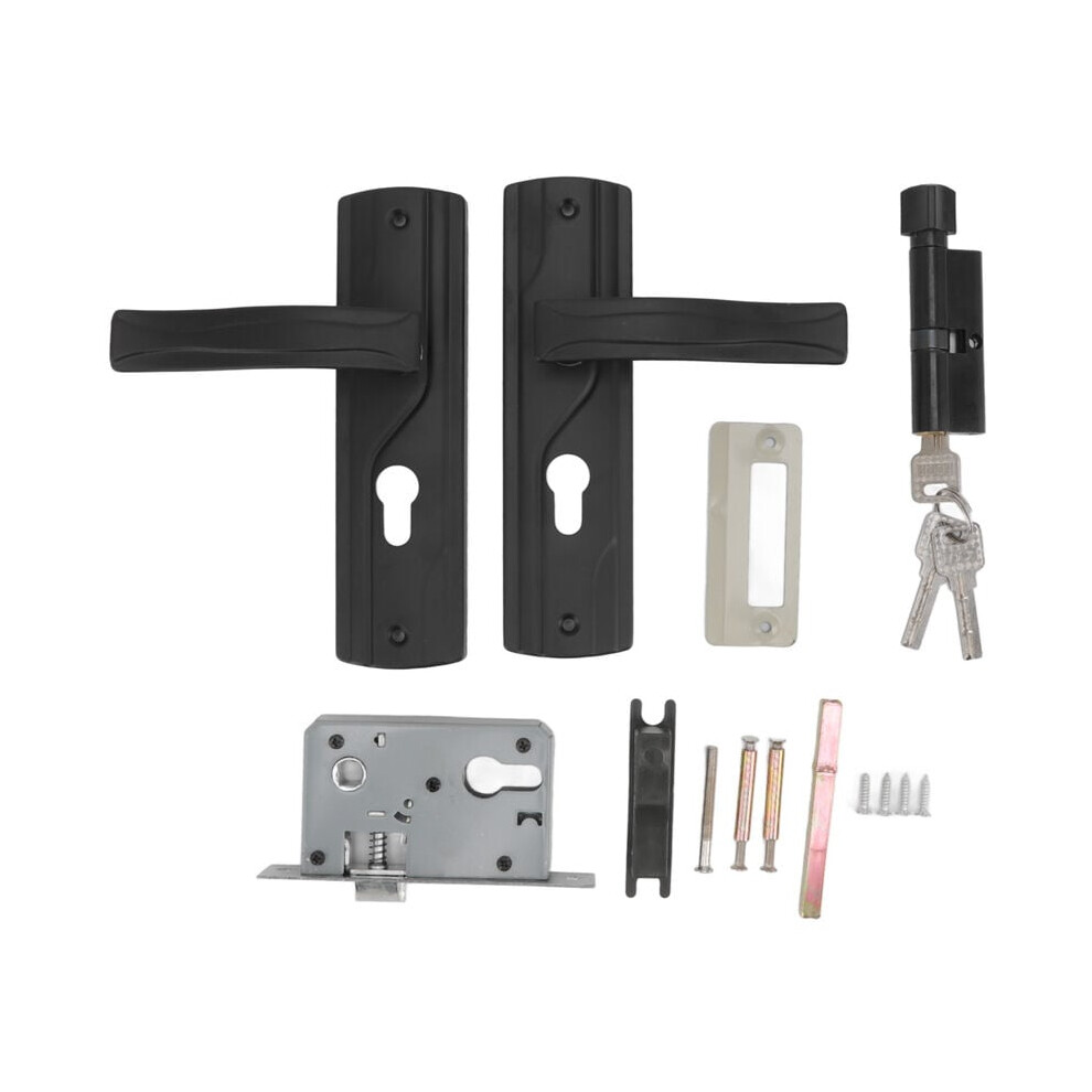 Entry Door Handle With Lock And Key, Complete Kit Universal Lever Door Handle Set With Silent Bearing And Thickened Handle, Manganese Steel Panel Door 9198585914421