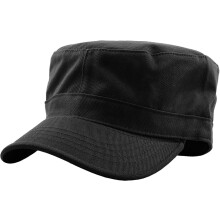 Verstellbare Militärkappe mit Klettverschluss, flache Krone im Armeestil mit vorgeformtem Schirm, Vintage-Kadettenkappe aus Baumwolle im Used-Look
