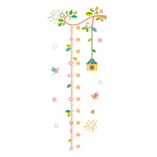 Niedliche Wandtattoos mit Baum-, Vogel- und Schmetterlingsmotiven zur Wachstumsmessung, umweltfreundliche PVC-Messaufkleber, sicher, ungiftig,