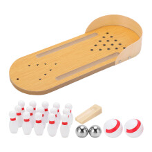 Mini-Bowling-Spielset für den Tisch, lustiges Wichtelgeschenk, Mini-Bowling-Set aus Holz mit Stressabbau-Funktion und einfach zu bedienendem