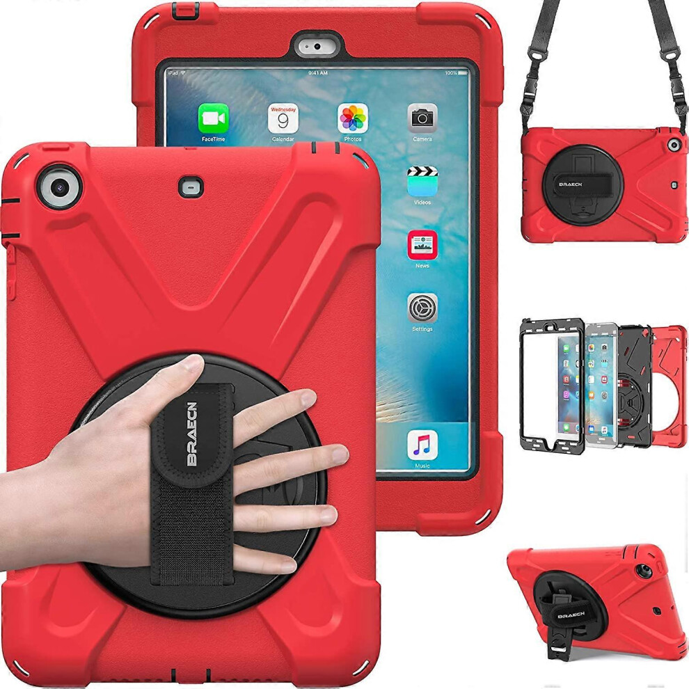 Ipad Mini 1 2 3 Case, Ipad Mini Case Hybrid Full Body 3 Layer Armor Protective Shockproof Ipad Case Cover With Hand Grip/ Rotating Kickstand For Apple 6935161353402
