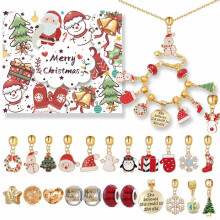 Christmas 24 Days Countdown Calendar DIY Charm Bracelet Blind Box, 22 Charm Beads Easy To Use A