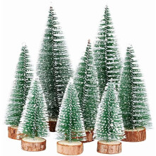 Elbűvölő Miniatűrök, 8 db-os Mini Karácsonyfa Készlet, Zöld, Pihe-puha, Fa Alapok, Saját Téli Jelenetek Alkotásához, Karácsonyi Falu,