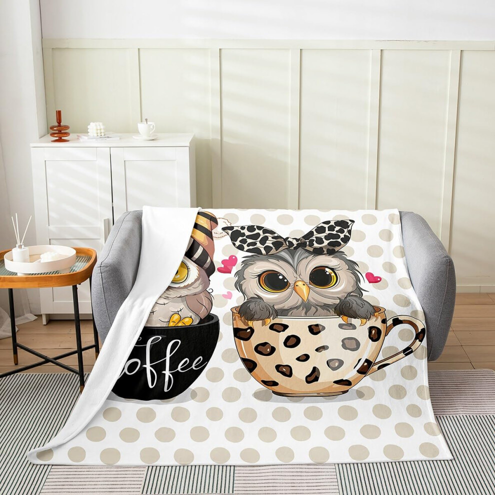 Owl Pattern Fleece Throw Blanket Soft Flannel Cozy Baby Blanket for Sofa Bedroom 30'x40'