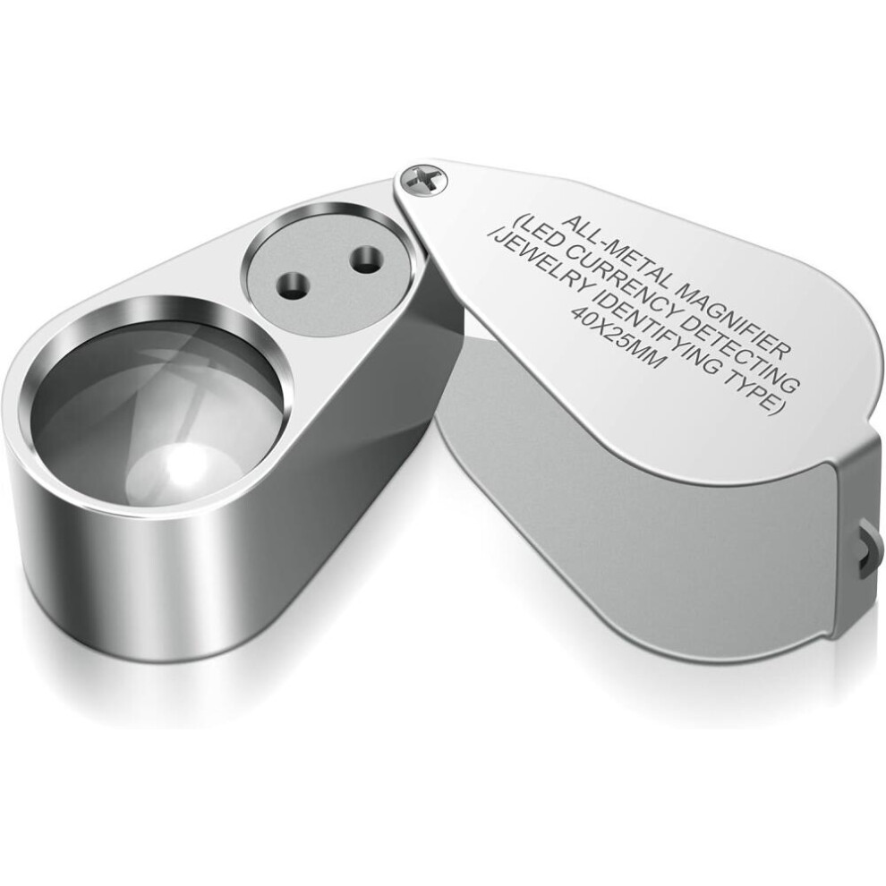Jewelers Magnifier, 40x Magnification, Made Of Metal, Folding Magnifier