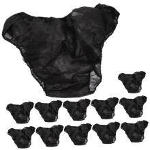 12 Pack Disposable Women's Sauna Underwear Breathable Seamless Black Briefs for Spa Massage Travel Fitness