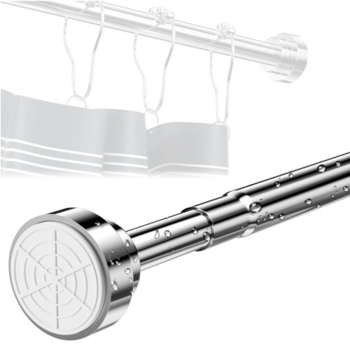 2Pcs Stainless Steel Telescopic Rod 50 Cm-80cm Extendable, Shower Curtain Rod Without Drilli 1