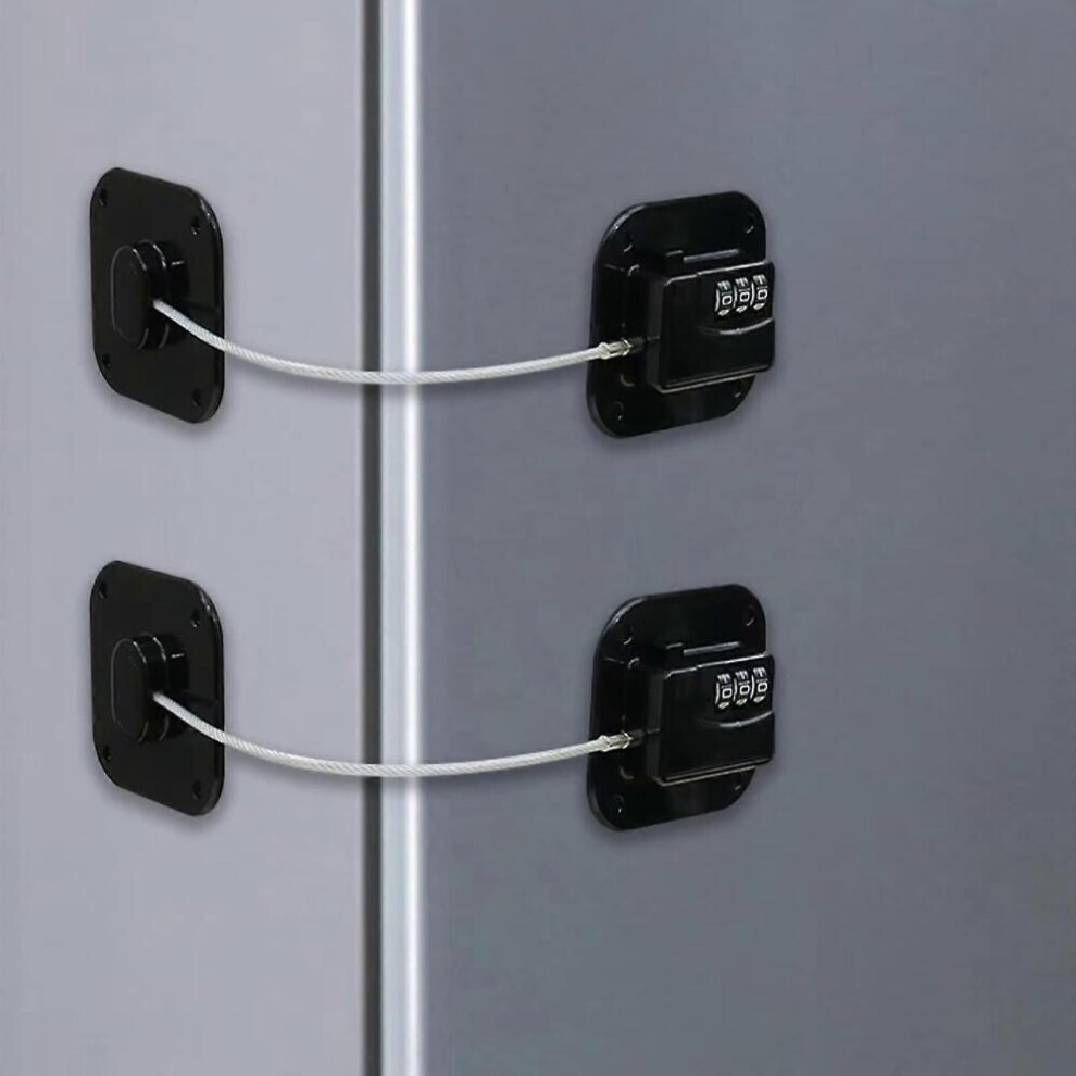 2 Pcs Fridge Lock with Code, Child Fridge Safety with Adhesive, Child Combination Locks for Cupboards Cabinets Refrigerators Freezers
