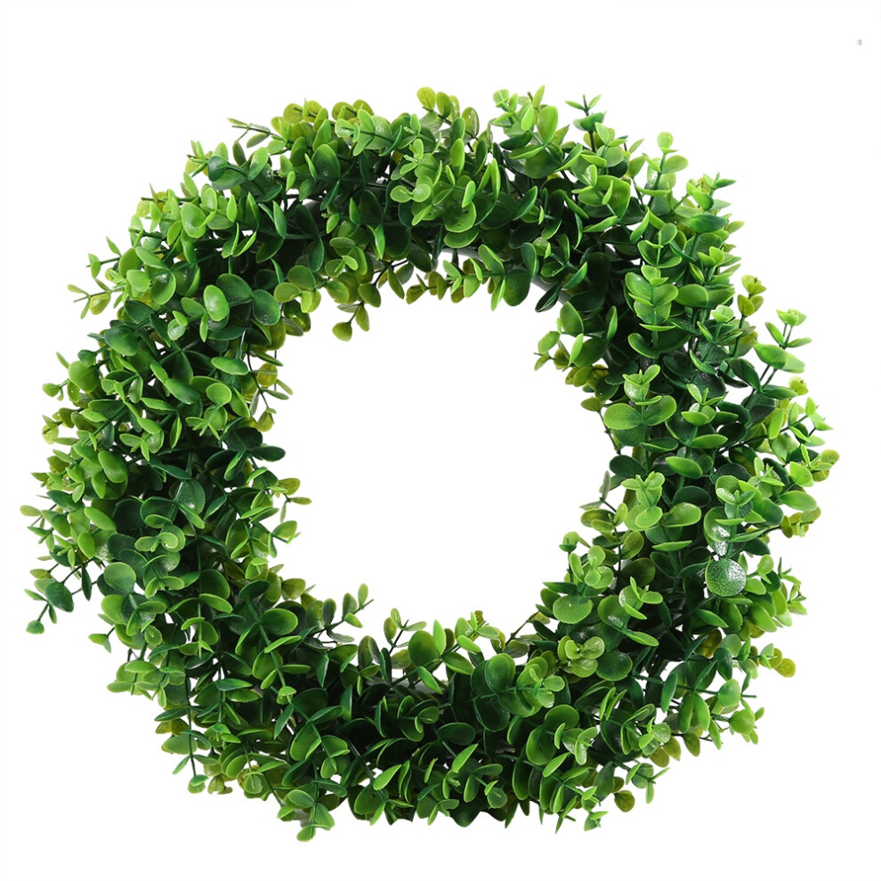 Artisanal 40cm Artificial Boxwood Wreath, Vibrant Green Plastic Decor With Realistic Appearance And Non-Toxic Safety, Ideal For IndoorOutdoor Spaces