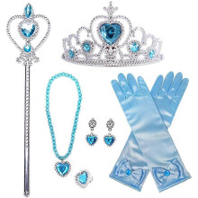 PPIAO Girls Child Kids Princess Queen Wand & Tiara Crown Dressing Up Princess Belle Elsa Gift with Tiara Gloves