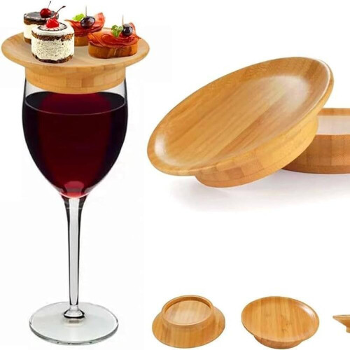 Set di 4 pezzi riutilizzabili per bicchieri da vino in bambù da 4 pollici 1