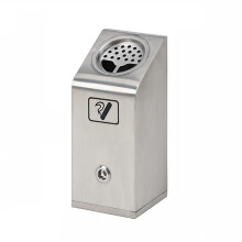 Outdoor Standing Stainless Steel Ashtray with Wall Mount, Cigarette Butt Extinguisher for Hotel and Patio